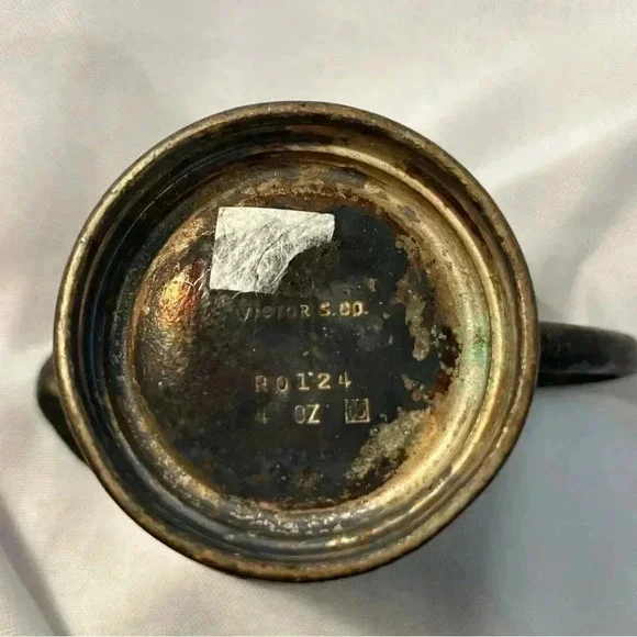 Vintage Victor S. Co. 6oz Smoldered Distressed Silver Creamer Pitcher - Picture 5 of 5